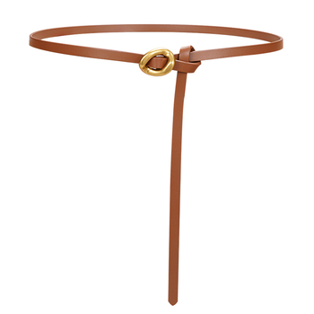 Γνήσιο Δερμάτινο Λεπτό Γυναικείο Φόρεμα με Κόμπους, Υψηλής Ποιότητας, Μικρή Ζώνη Νέου Στυλ 2024 για Κοστούμι