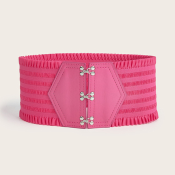 Γυναικεία διακοσμητική ζώνη με βολάν σε χρώμα καραμέλας και κομψή ελαστική ζώνη μέσης με τρεις αγκράφα