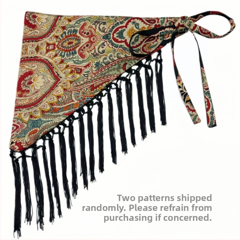 Aukštos klasės puokštė su plačiu juosmeniu, hiphopo šokėjos mados dekoratyvinė suknelė, bohemiškas etninis trikampio formos klubų šalikas