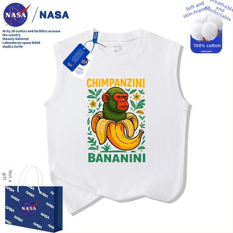 Детска абстрактна тениска Nasa с мотива на Сатурн Окс, планинско море, класическа, от чист памук, лято 2025, нова, размер M и L, детски дрешки