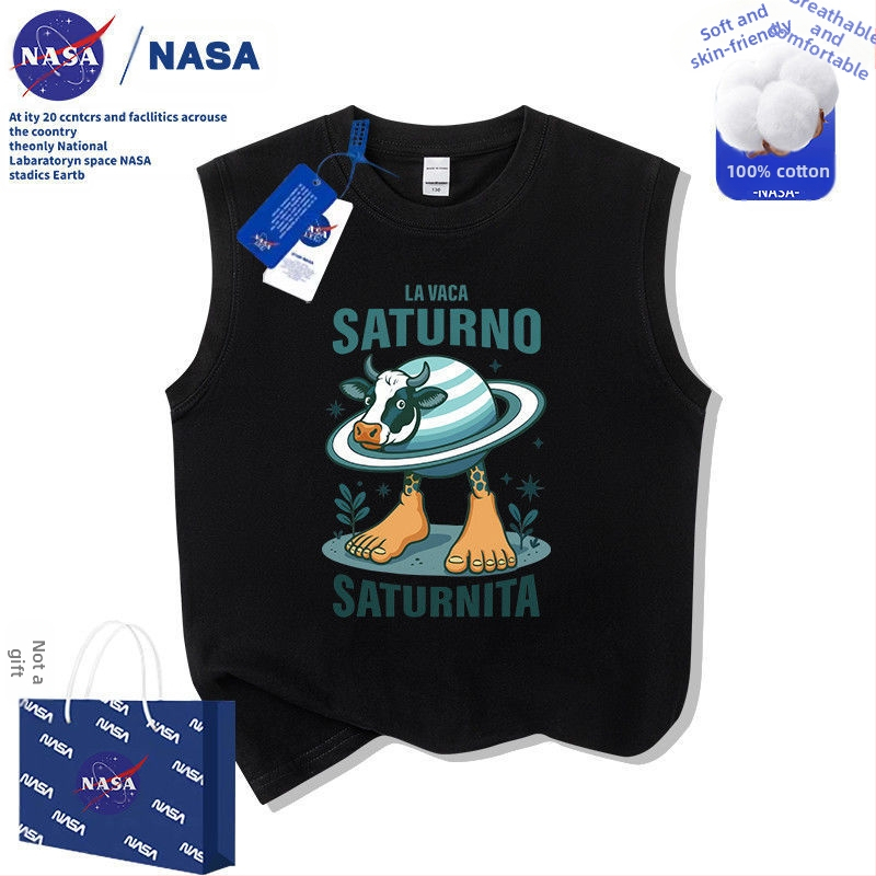 Nasa dječja apstraktna majica kratkih rukava Saturn Ox Mountain Sea, klasična, od čistog pamuka, ljetna nova majica srednje i velike veličine, veličina 2025.