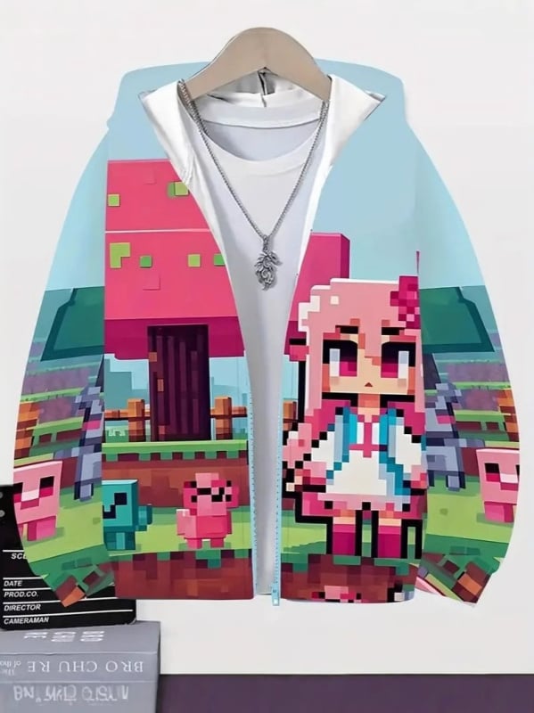 Φούτερ με κουκούλα Amazon Cross-Border Minecraft Series 3D Digital Minecraft Printed για αγόρια