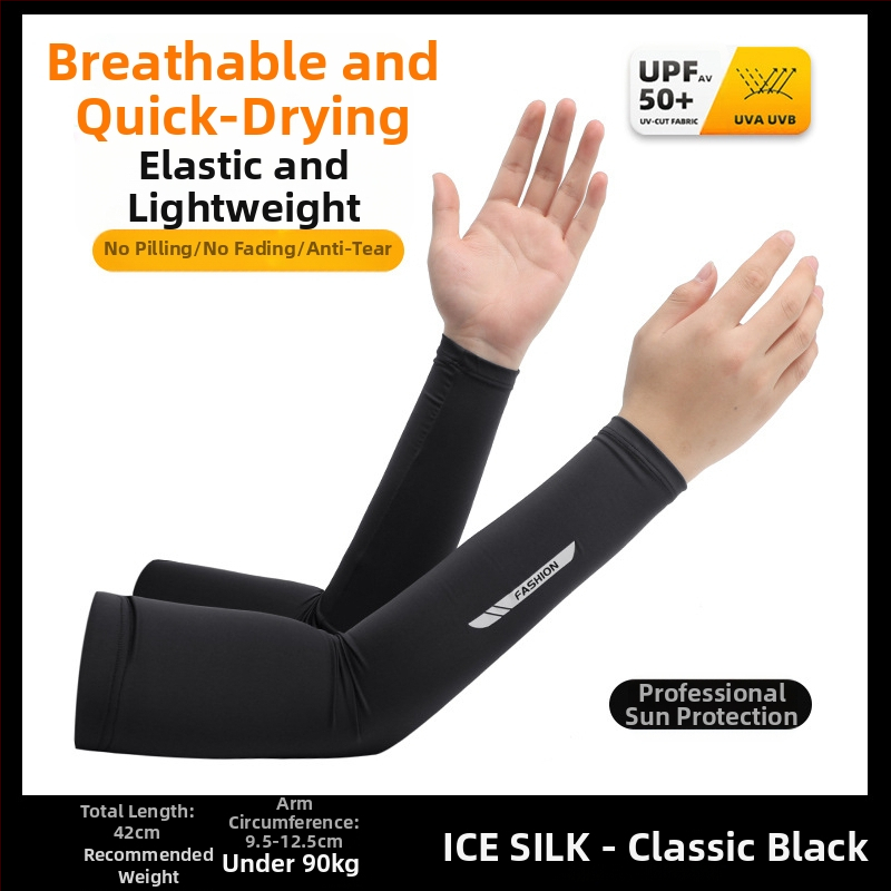 Manșon de protecție solară Ice Silk pentru bărbați, vară, absorbant de transpirație, respirabil, protecție UV, protecție pentru brațe, pentru condus în aer liber, en-gros