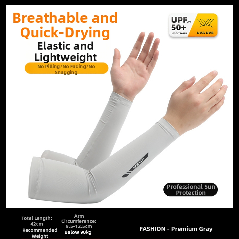 Manșon de protecție solară Ice Silk pentru bărbați, vară, absorbant de transpirație, respirabil, protecție UV, protecție pentru brațe, pentru condus în aer liber, en-gros