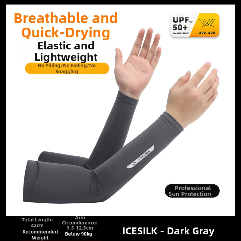 Manșon de protecție solară Ice Silk pentru bărbați, vară, absorbant de transpirație, respirabil, protecție UV, protecție pentru brațe, pentru condus în aer liber, en-gros