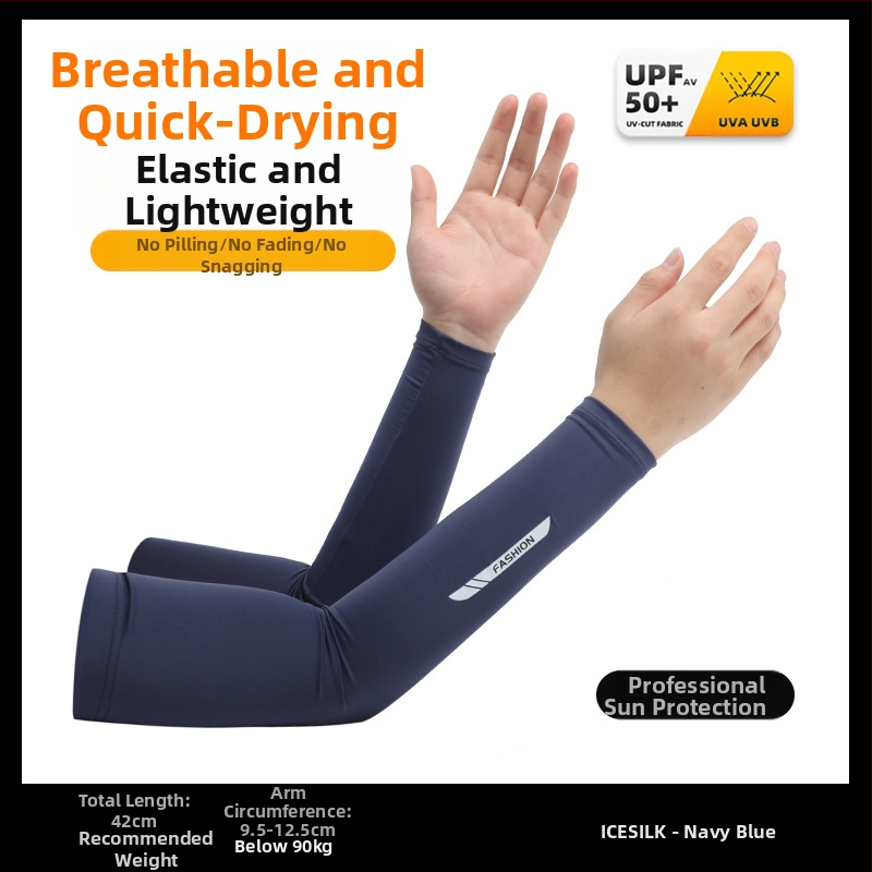 Manșon de protecție solară Ice Silk pentru bărbați, vară, absorbant de transpirație, respirabil, protecție UV, protecție pentru brațe, pentru condus în aer liber, en-gros
