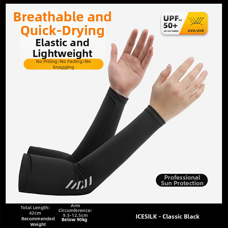 Manșon de protecție solară Ice Silk pentru bărbați, vară, absorbant de transpirație, respirabil, protecție UV, protecție pentru brațe, pentru condus în aer liber, en-gros