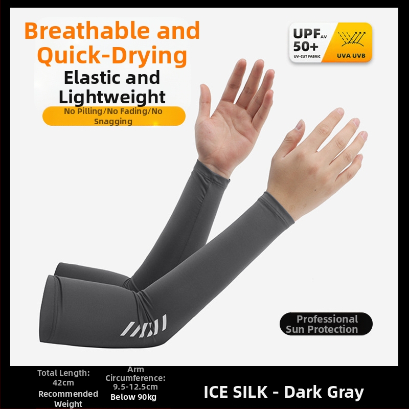 Manșon de protecție solară Ice Silk pentru bărbați, vară, absorbant de transpirație, respirabil, protecție UV, protecție pentru brațe, pentru condus în aer liber, en-gros
