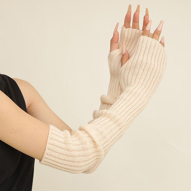 Soojad sügis- ja talvekuubikud paksendatud varrukatega pikad lahtised sõrmega poolsõrmega kindad kootud soojade varrukatega