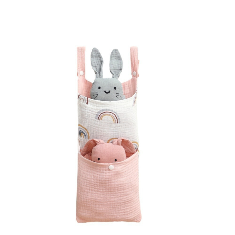 Vrećica za pohranu dječjeg krevetića od muslina i pamuka, vrećica za pohranu pelena, višenamjenska viseća vrećica za kolica
