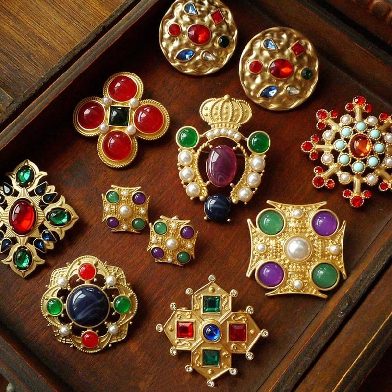 Broșă vintage barocă retro pentru palat, broșă medievală, pulover, accesorii pentru îmbrăcăminte, en-gros