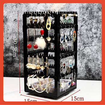 ✧ Βάση επίδειξης σκουλαρικιών και κολιέ, σκουλαρίκια, κλιπ αυτιών, κουτιά δαχτυλιδιών, πολυστρωματική βάση επίδειξης μπουντουάρ μεγάλης χωρητικότητας, περιστρεφόμενη