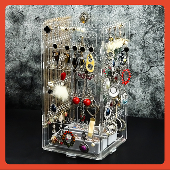 ✧ Βάση επίδειξης σκουλαρικιών και κολιέ, σκουλαρίκια, κλιπ αυτιών, κουτιά δαχτυλιδιών, πολυστρωματική βάση επίδειξης μπουντουάρ μεγάλης χωρητικότητας, περιστρεφόμενη