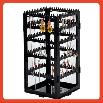 ✧ Βάση επίδειξης σκουλαρικιών και κολιέ, σκουλαρίκια, κλιπ αυτιών, κουτιά δαχτυλιδιών, πολυστρωματική βάση επίδειξης μπουντουάρ μεγάλης χωρητικότητας, περιστρεφόμενη