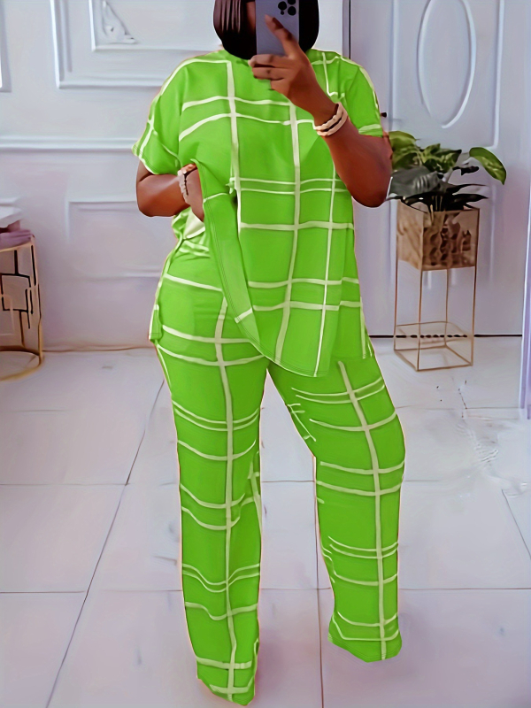 Модел на голяма разпродажба, невъзстановим и незаменяем Tb5923 Европейски и американски популярен елемент с V-образно деколте, ежедневен комплект от две части с голям размер