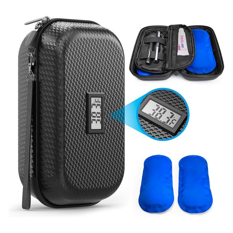 na sklade Amazon Explosions Inzulínová chladnička EVA Prenosná vonkajšia chladnička s teplomerom Vrecko na ľad Zachovanie chladu