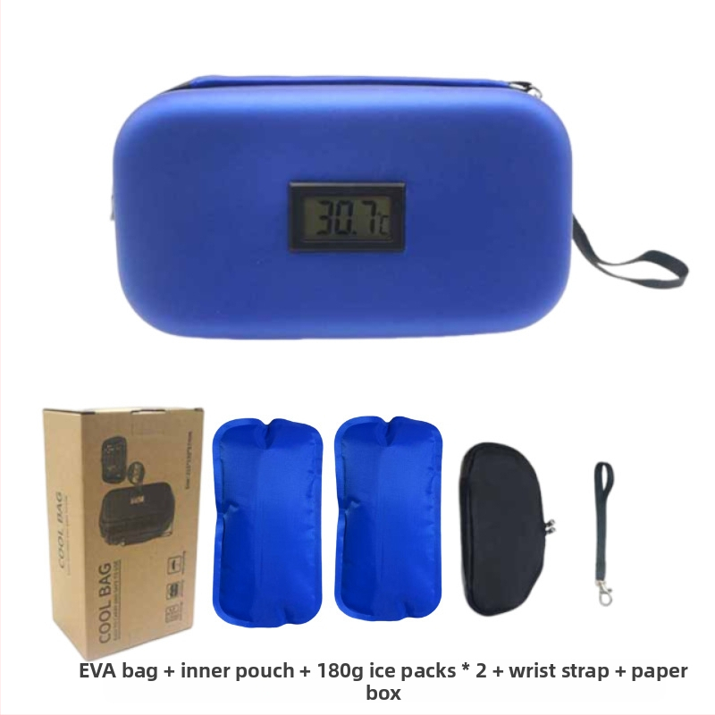 na sklade Amazon Explosions Inzulínová chladnička EVA Prenosná vonkajšia chladnička s teplomerom Vrecko na ľad Zachovanie chladu
