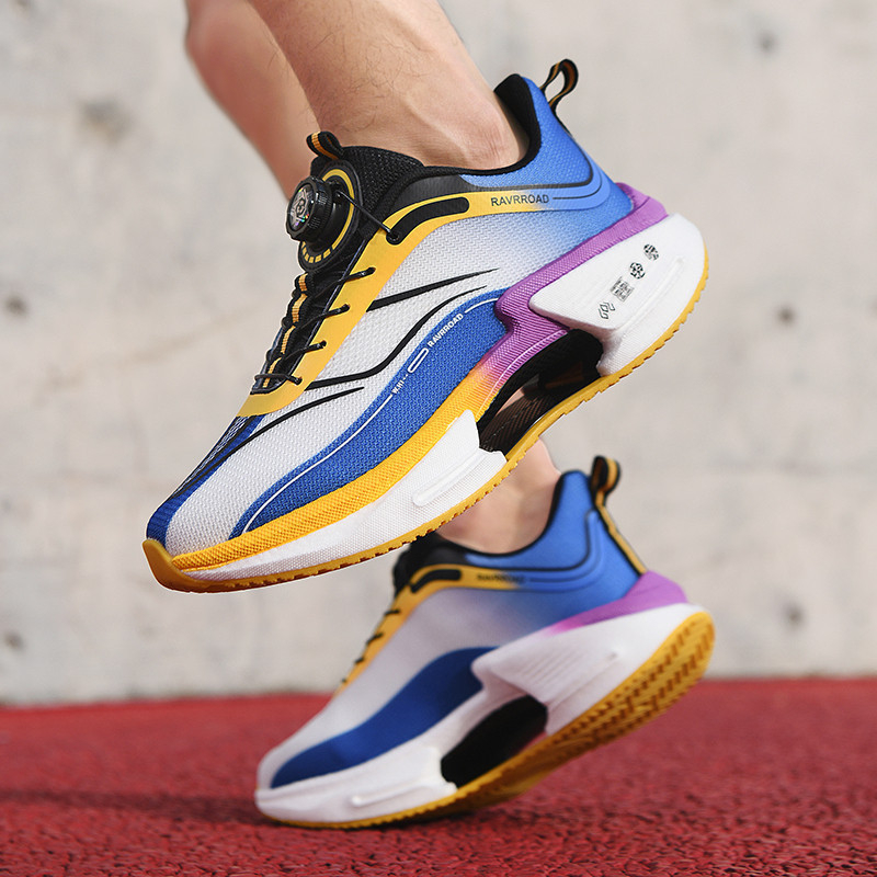 Fujian Pantofi sport pentru bărbați și femei, en-gros, 2025, noi, respirabile, cu plasă, pantofi sport pentru bărbați, cu nasturi rotativi, pantofi de alergare pentru tineri