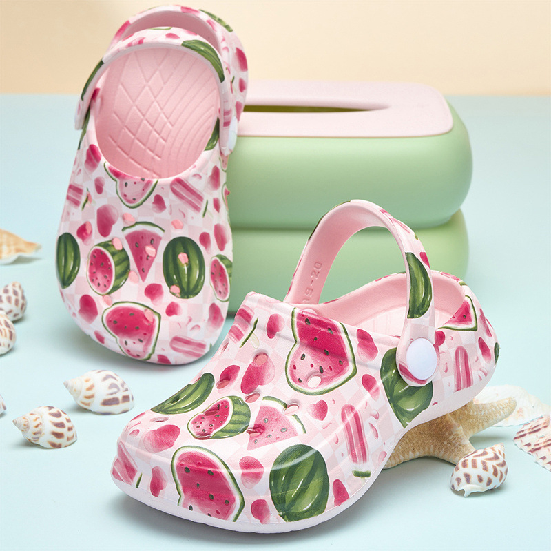 Трансгранични пещерни обувки за момичета, нови леки вътрешни, неплъзгащи се детски 3D изцяло принтирани плажни сандали и чехли