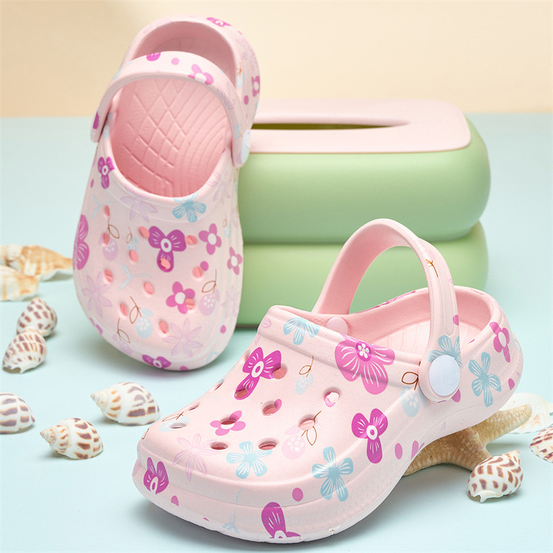 Трансгранични пещерни обувки за момичета, нови леки вътрешни, неплъзгащи се детски 3D изцяло принтирани плажни сандали и чехли