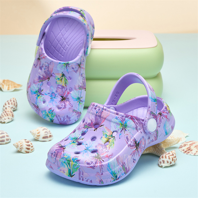 Трансгранични пещерни обувки за момичета, нови леки вътрешни, неплъзгащи се детски 3D изцяло принтирани плажни сандали и чехли