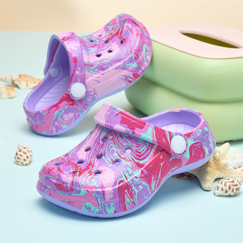 Трансгранични пещерни обувки за момичета, нови леки вътрешни, неплъзгащи се детски 3D изцяло принтирани плажни сандали и чехли