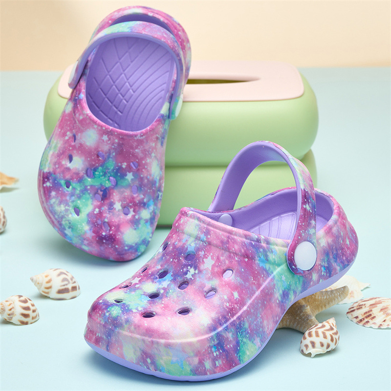 Трансгранични пещерни обувки за момичета, нови леки вътрешни, неплъзгащи се детски 3D изцяло принтирани плажни сандали и чехли