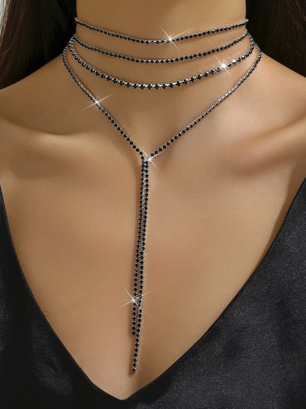 Colier cu strasuri exagerate de nișă, vânzare fierbinte transfrontalieră, colier cu ciucuri de lux, cu mai multe straturi, decorare cu bile pentru cină