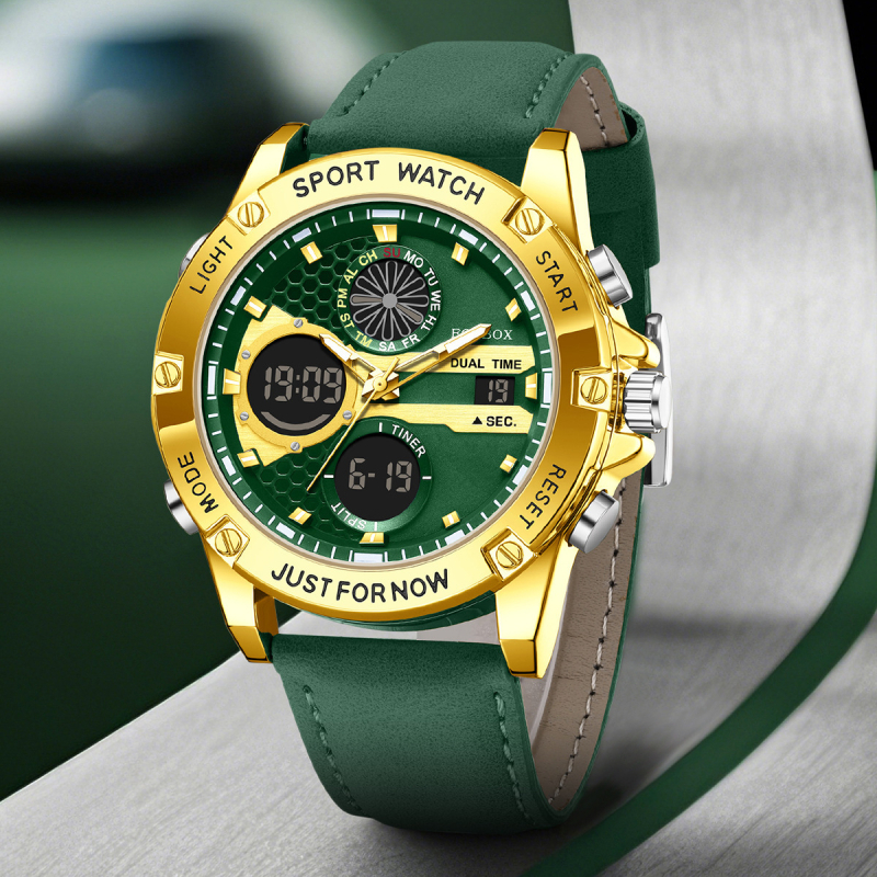 Piiriülene moodne spordikell, multifunktsionaalne kahe ekraaniga elektrooniline käekell, helendav meeste uhke tudengikellade hulgimüük