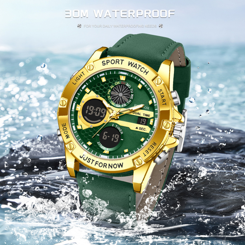 Piiriülene moodne spordikell, multifunktsionaalne kahe ekraaniga elektrooniline käekell, helendav meeste uhke tudengikellade hulgimüük