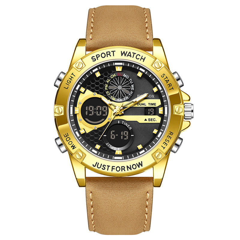 Piiriülene moodne spordikell, multifunktsionaalne kahe ekraaniga elektrooniline käekell, helendav meeste uhke tudengikellade hulgimüük