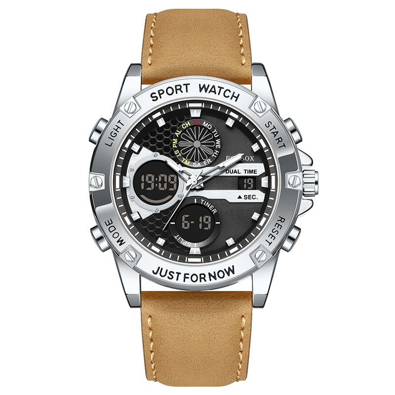 Piiriülene moodne spordikell, multifunktsionaalne kahe ekraaniga elektrooniline käekell, helendav meeste uhke tudengikellade hulgimüük