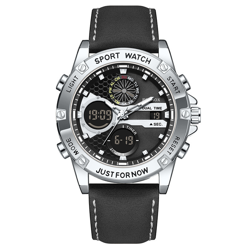 Piiriülene moodne spordikell, multifunktsionaalne kahe ekraaniga elektrooniline käekell, helendav meeste uhke tudengikellade hulgimüük