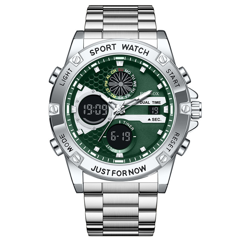 Piiriülene moodne spordikell, multifunktsionaalne kahe ekraaniga elektrooniline käekell, helendav meeste uhke tudengikellade hulgimüük