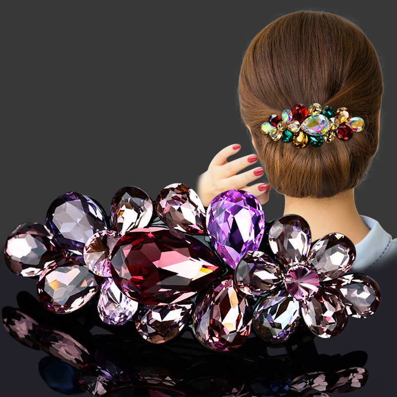 Фиби за коса, аксесоари за коса за възрастни, дамска коса, южнокорейска елегантна щипка за горна част, проста щипка за майка, шапка, декорация с кристали и пролетна фиба за коса