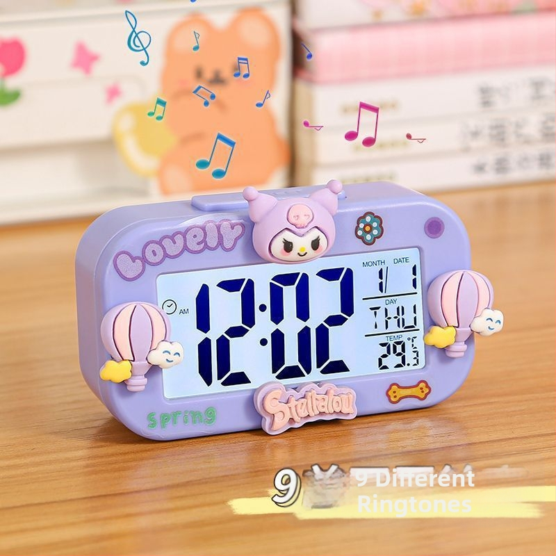 Мини будилник Kuromi Sanrio, студент, нов, сладък, за момичета, за детски ден, специален артефакт за събуждане.