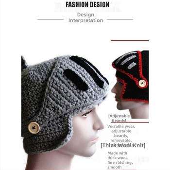 Shake sama Rooma rüütli villast kootud müts, isikupärastatud käsitsi kootud soomusrüüd, soe kõrvaklappidega puuvillane müts