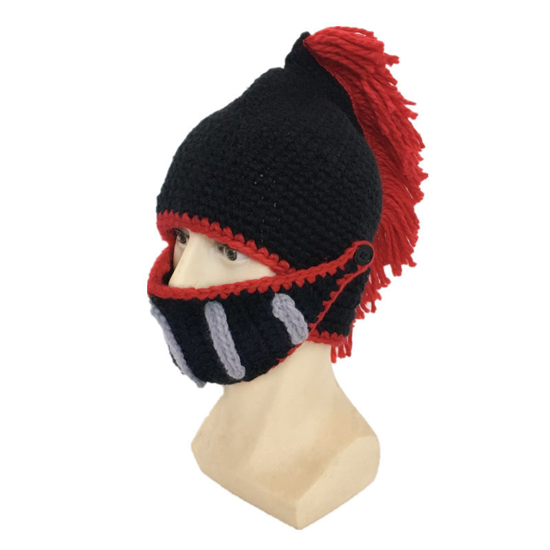Shake sama Rooma rüütli villast kootud müts, isikupärastatud käsitsi kootud soomusrüüd, soe kõrvaklappidega puuvillane müts