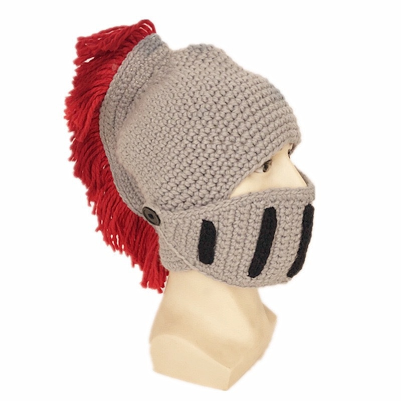 Shake sama Rooma rüütli villast kootud müts, isikupärastatud käsitsi kootud soomusrüüd, soe kõrvaklappidega puuvillane müts