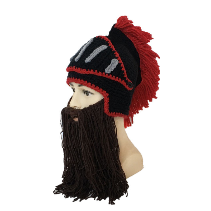 Shake sama Rooma rüütli villast kootud müts, isikupärastatud käsitsi kootud soomusrüüd, soe kõrvaklappidega puuvillane müts