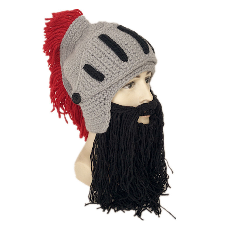 Shake sama Rooma rüütli villast kootud müts, isikupärastatud käsitsi kootud soomusrüüd, soe kõrvaklappidega puuvillane müts