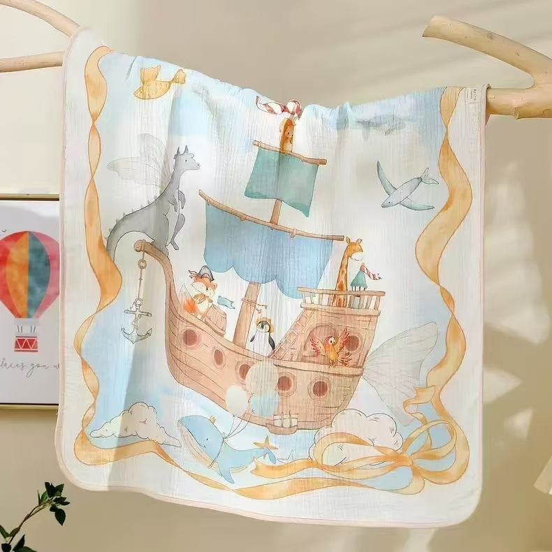 Koomiksimarli ümbrisrätik, vannirätik, vastsündinu kott, ühekordne beebipuuvillane lõng, ümbrisbeebitekk, lastetekk