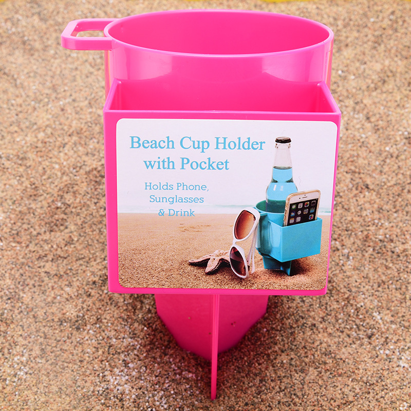 „Amazon“ tarpvalstybinis paplūdimio puodelių laikiklis, plastikinis daugiafunkcis mobiliojo telefono gėrimų laikymo įrankis, lauko pajūrio puodelių laikiklis
