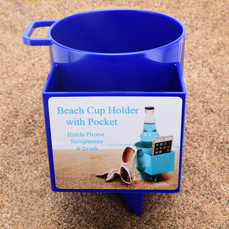 „Amazon“ tarpvalstybinis paplūdimio puodelių laikiklis, plastikinis daugiafunkcis mobiliojo telefono gėrimų laikymo įrankis, lauko pajūrio puodelių laikiklis