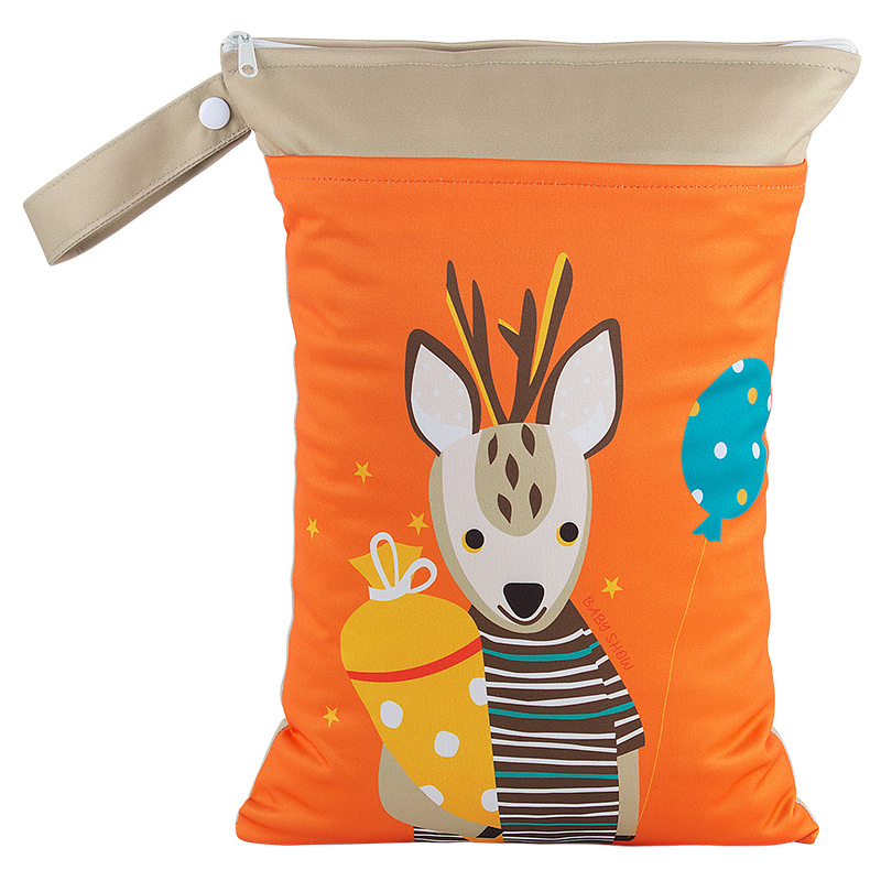 Cezhraničná dvojitá zipsová závesná taška na detské plienky, nepremokavá úložná taška s veľkou kapacitou 25 * 35 cm, mokré vrecko