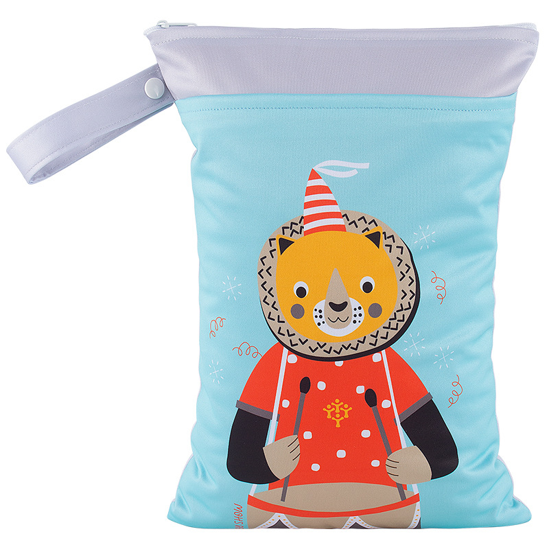 Cezhraničná dvojitá zipsová závesná taška na detské plienky, nepremokavá úložná taška s veľkou kapacitou 25 * 35 cm, mokré vrecko