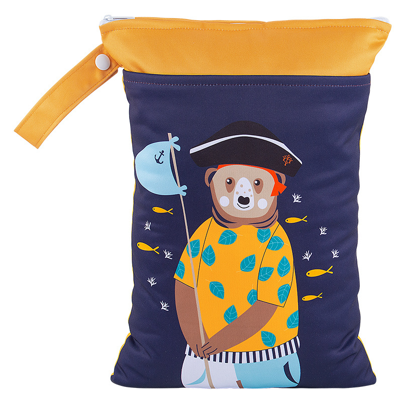 Cezhraničná dvojitá zipsová závesná taška na detské plienky, nepremokavá úložná taška s veľkou kapacitou 25 * 35 cm, mokré vrecko