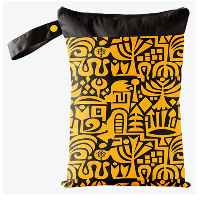 Cezhraničná dvojitá zipsová závesná taška na detské plienky, nepremokavá úložná taška s veľkou kapacitou 25 * 35 cm, mokré vrecko