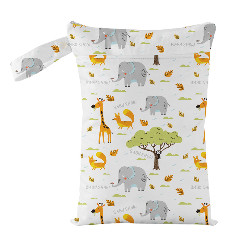 Cezhraničná dvojitá zipsová závesná taška na detské plienky, nepremokavá úložná taška s veľkou kapacitou 25 * 35 cm, mokré vrecko