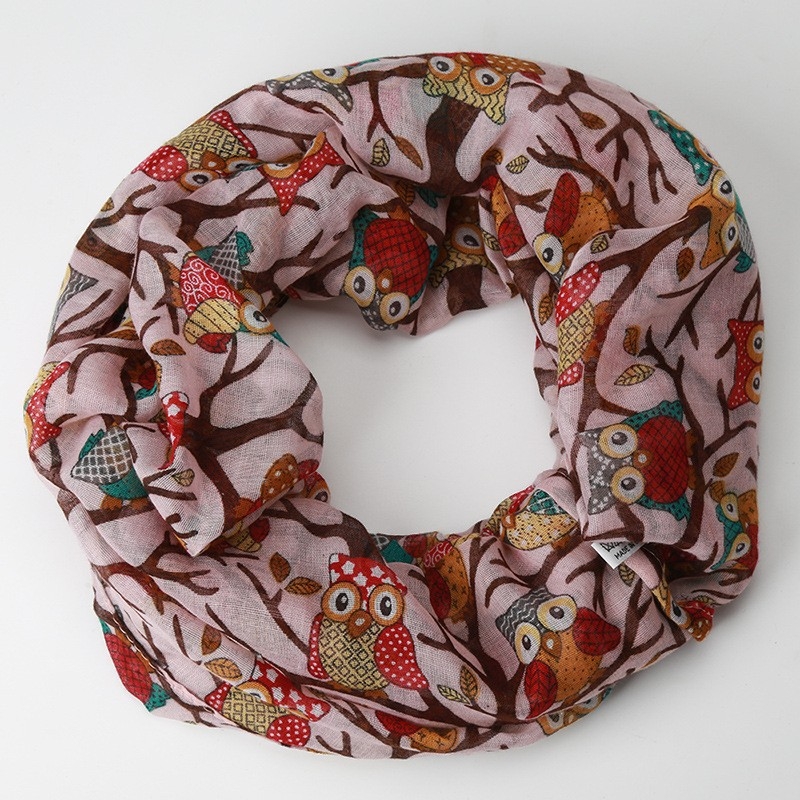 Nauja Europos ir Amerikos užsienio prekybos mada „Joker“ šakos pelėdos marginimo raštu Balio siūlų šaliko apykaklė, didmeninė prekyba sandėlyje